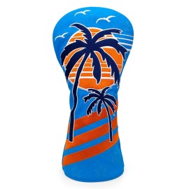 Montela Golf Headcovers Summer Coconut Tree Golf Driver Cover Fariway Wood Headcover Hybrid Covers 3 Wood Headcover Golf Club Head Cover for Odyssey Scotty Cameron Taylormade
