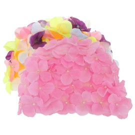 KALLORY 2pcs Lace Vintage Swim Cap Flower Floral Petal Retro Style Bathing Caps Pink Black Womens Long and Short Hair Swimming Hat