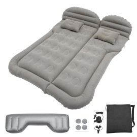 X AUTOHAUX Car SUV Air Mattress Camping Bed Cushion Pillow Flocking Mattress with Electric Air Pump Portable Sleeping Pad Universal Inflatable Thickened for Travel Camping Gray