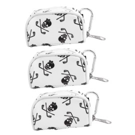 BESPORTBLE 3pcs Storage Bag Golf Accessories for Men Tees Pouch Accessories Bag Carry Bag Travel Bag Womens Golf Bag Golf Bag Organizer Holder Bag Ball Pouch Bag White Tote Bag Skull