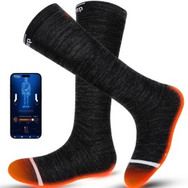 Heated Socks for Men Women Rechargeable, Wool Heated Socks App Control Battery Foot Warmers Electric Socks for Ski Motorcycle Hunting by V.Step S