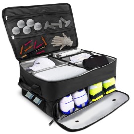 2 Layer Golf Trunk Organizer, Waterproof Car Golf Locker with Separate Ventilated Compartment for 2 Pair Shoes, Golf Gifts, Durab Golf Trunk Storage for Clothes, Balls, Tees, Gloves, Accessories