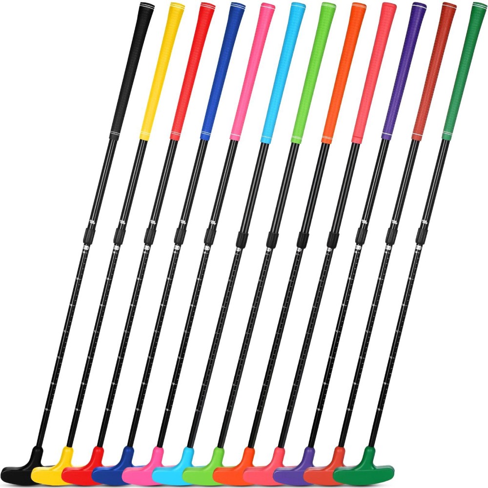 Liliful 12 Pack Golf Putters for Kids Two Way Mini Golf Putter with 12 Golf Balls Bulk Putter for Right or Left Handed Golfers Adjustable Length Golf Clubs Set for Men and Women (Multi Color)