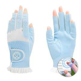 Y-Nut Ladies Golf Gloves with Open Finger - Thin PU Leather Glove for Women - Breathable Lace Trimmed Design - Outdoor Non-Slip Glove - Golf Gloves for Women (TYS-031)