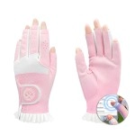 Y-Nut Ladies Golf Gloves with Open Finger - Thin PU Leather Glove for Women - Breathable Lace Trimmed Design - Outdoor Non-Slip Glove - Golf Gloves for Women (TYS-031)