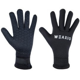 WEAXIO Premium Neoprene Gloves 3mm Men Women, Diving Wetsuit Gloves Super Stretch Anti Slip Waterproof Water Glove Winter Gloves Glued Blind Stitched Keep Warm in Cold Water for Outdoor Water Sports