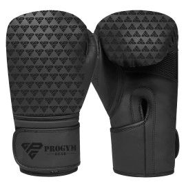 ProGym Gear Boxing Gloves for Men & Women, Boxing Training Gloves, Kickboxing Gloves, Sparring Punching Gloves, Heavy Bag Workout Gloves for Boxing (Matt Black, 14oz)
