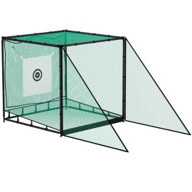 MR Golf Driving Cage 10x10x10ft, Golf Hitting Cage w/Ball Return System, Golf Batting Cage w/Steel Frame, Golf Practice Net for Full Swing Chipping Practice, Golf Training Net Indoor and Outdoor