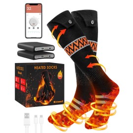 Rechargeable Electric Heated Socks for Men Women, 5000mAh Battery Powered Warming Socks with 360 Heating, 4 Heat Settings, Battery Operated Washable Battery Socks for Hunting Hiking Ski Camping(M)