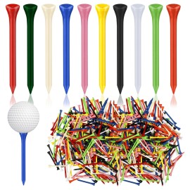 Syhood 1000 Pieces Wood Golf Tees 2-3/4 Inch Wood Golfing Tees Wooden Colored Golf Tees for Men Women Kids Golf Balls Training Accessories, 10 Colors