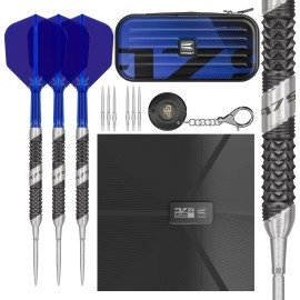 Target Darts 975 Ultra Marine 01 26G 97.5% Tungsten Swiss Point Steel Tip Darts Set with K-Flex