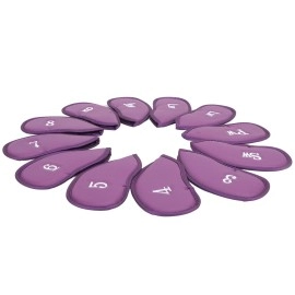 Golf Head Cover, 12Pcs Golf Iron Protective Cover with Number for Golf Training (Purple)