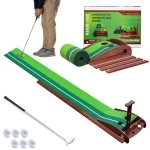 Golf Putting Green, Portable Golf Practice Mat with Auto Ball Return System for Home, Office or Backyard, Golf Training Equipment Aid, for Golf Lovers, Includes 1 Golf Putter 6 Golf Balls