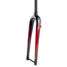 HIMALO Gravel Bike Rigid Fork Carbon Fiber 700C Road Bike Fork 1-1/8 Straight/Tapered Tube Disc Brake Fork Thru Axle 12 * 100mm Lightweight (Color : Red, Size : Tapered)