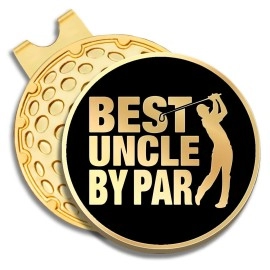GEYGIE Best Uncle by Par Black Gold Golf Ball Marker with Magnetic Hat Clip, Funny Golf Gifts and Accessories for Men Uncle, Birthday for Golf Fan Golfer, Golf Novelty Gift