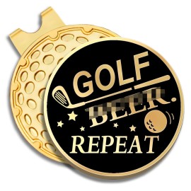 GEYGIE Golf Repeat Black Gold Golf Ball Marker with Magnetic Hat Clip, Golf Accessories for Men Women, Golf Gifts for Men Women Golfer, Birthday Retirement for Golf Fan