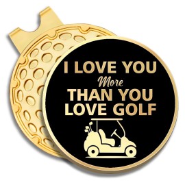 GEYGIE I Love You More Than You Love Golf Black Gold Golf Ball Marker with Magnetic Hat Clip, Golf Accessories for Men Women, Golf Gift for Husband Boyfriend, Birthday Valentines Gift for Golf Fan