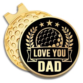 GEYGIE I Love You Dad Black Gold Golf Ball Marker with Magnetic Hat Clip, Golf Accessories for Men, Golf Gift for Dad from Son Daughter, Retirement Birthday for Dad Grandpa Golf Fan