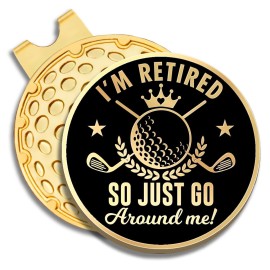 GEYGIE Im Retired Black Gold Golf Ball Marker with Magnetic Hat Clip, Golf Accessories for Men Women, Golf Gifts for Men Women Golfer, Birthday Retirement Gifts for Dad Grandpa Golf Fan