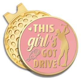 GEYGIE This Girls Got Drive Pink Gold Golf Ball Marker with Magnetic Hat Clip, Golf Accessories for Women, Golf Gift for Women Golfer Sister Daughter, Birthday Gift for Mom Golf Lover Golf Fan?B?