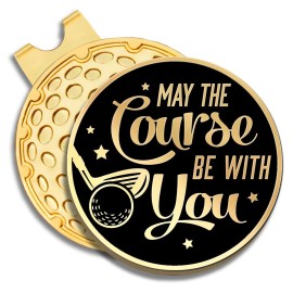 GEYGIE May The Course Be with You Black Gold Golf Ball Marker with Magnetic Hat Clip, Golf Accessories for Men Women, Golf Gifts for Men Women Golfer, Birthday Retirement Gifts for Golf Fan?G?