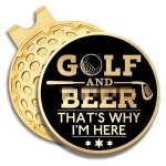 GEYGIE Golf and Bee Thats Why Im Here Black Gold Golf Ball Marker with Magnetic Hat Clip, Golf Accessories for Men Women, Golf Gift for Men Women Golfer, Birthday Retirement Gift for Golf Fan