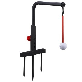 Shappy Golf Swing Trainer Metal Golf Practice Swing Groover Golf Swing Training Aid with Height Adjustment for Hitting Training Golf Accessories, Red