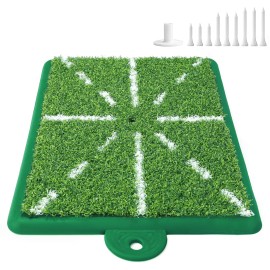 Eapele Synthetic Turf Golf Training Mat, Advanced Guides and Heavy Duty Rubber Base Golf Mat with Handle, Golf Mats Practice Outdoor and Indoor Come with 1 Rubber Tee and 9 Plastic Tees