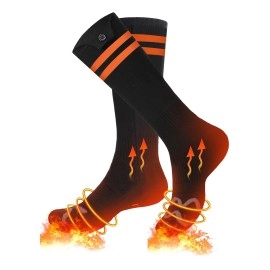 TKVOAOX Heated Socks, 5000mAh Electric Heated Socks for Men Women, 3 Levels Rechargeable Battery Heating Socks Washable Ideal for Camping, Hunting & Hiking