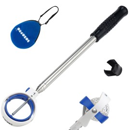BOBOPRO Golf Ball Retriever for Water Telescopic, Retriever Tool Golf 9 Ft with Spring Release-Ready Head, Locking Clip, Non-Slip Ergonomic Handle, Aluminum Extendable Shaft and Head Cover, Blue