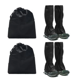 COITEK 2Paires Leg Gaiters, Waterproof Boot Gaiters for Hiking,Hunting,Climbing,Walking Adjustable Lightweight Snow Gaiter for Men and Women (Black)