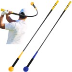 Wettarn 2 Golf Swing Trainer 47 Inch Long Correction Strength Golf Swing Training Aid Grip Tempo Golf Speed Trainer Improved Balance Hitting Golf Accessories for Golf Training Practice Warm up Stick