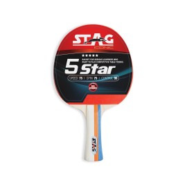 Stag Iconic Table Tennis (T.T) Racket Premium ITTF Approved Rubber Intermediate/Advanced TT Racquets Black/Red Grip Designed Comfortable Wooden Table Tennis Bat - 5 Star
