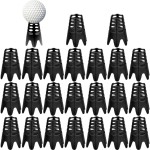 AMOYER 24pcs Golf Tees Black Plastic Golf Ball Tees Adjustable Golf Tees Simulator Practice Training Golf Mat Tees for Beginners Female Golfers