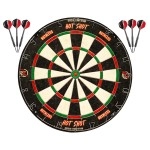 Ruthless Hot Shot Dart Board Endurance Round Wire Sisal Dartboard Including 2 sets of Steel Tip Darts (DB073)