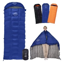 OMVMO -10 Degrees F 800 Fill Power Down Sleeping Bag for Adults,Dark Blue Left-Zipper Regular