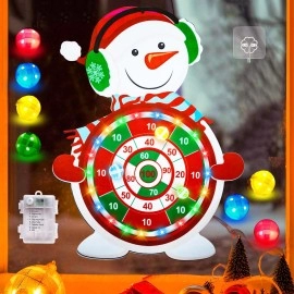 Christmas Games for Families, Light Up Dart Board for Kids Adults with 12 Sticky Balls Christmas Party Games Outdoor Indoor Yard Holiday Carnival Games Toys Christmas Party Favors Gifts for Boys Girls