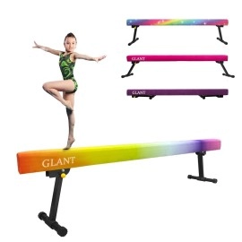 GLANT 7.2ft Ultrasimple Adjustable&Foldable Balance Beam,High-Low Floor Beam Suede Gymnastics Equipment,No Tool Require, Gymnastics Beam for Training&Professional HomeTraining