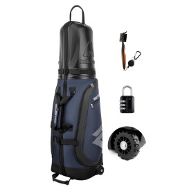 MOCTOUR Golf Travel Bags for Airlines with Wheels & ABS Hard Case Top, Protect Your Clubs, Waterproof 1680D Oxford Fabric and Oversize Tank Wheels, Lightweight and Easy to Maneuver (Blue)