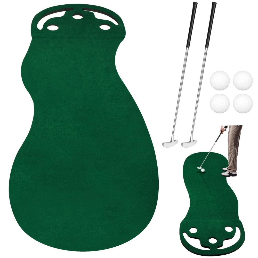 Leyndo Putting Green Mats Set Include 9 x 3 ft Golf Practicing Putting Green Mat 2 Golf Putters 34 Inch and 4 Golf Balls for Golf Training Practice Indoor Outdoor Home Backyard Office
