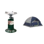 Coleman Bottletop Propane Camping Stove, Portable 1-Burner Adjustable Stove with Wind Baffles, Pressure Regulator, and 10,000 BTUs of Power; Navy