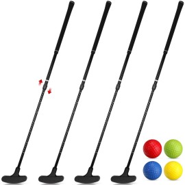 Hiboom 4 Pack Golf Putters for Men and Women Two Way Mini Golf Putter with 4 Golf Balls Adjustable Length Kids Putter Bulk for Right or Left Handed Golfers for Children Teenager Junior (Lovely Color)