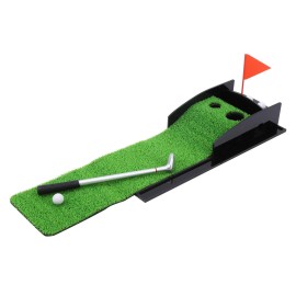 Golf Putting Green Mat, Mini Golf Putting Mat with Ball Return, Indoor Putting Green with Ball Hole-Cup and Golf Pen Putter Mini Golf Game for Home and Office, Golf Gifts, 43x12.3cm