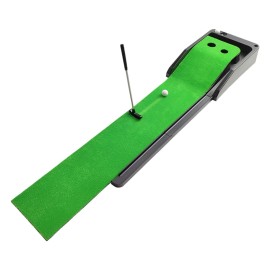Golf Training Mat, Artificial Grass Material Practice Mat, Automatic Return Track Golf Hitting, Portable Mini Golf with 1 Slope Putter Blanket Golf Track for Office, Private House, Lawn, Garden
