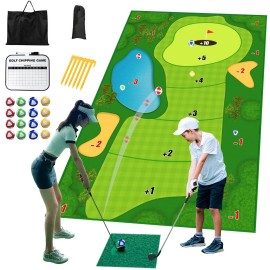 Chipping Golf Game Mat Indoor Outdoor Golf Game Training Mat for Adults and Family Kids Play Equipment Stick Chip Golf Set Backyard Game