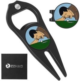 ZZHAO Golf Divot Tool and Golf Ball Marker, Divot Repair Tool,Golf Accessories for Men, Funny Gifts for Men, Tools for Men