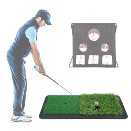 BstXqty Golf Practice Mat, 2 in 1 Golf Swing Practice Mat, PP Artificial Lawn Grass Rubber Pad, Golf Training Aids Practice Mat for Golfers Looking Indoors Outdoors