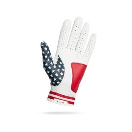 Stars & Stripes USA Premium Cabretta Leather Golf Glove with Extra Supportive Palm Pad Breathable, Durable & Comfortable (Mens Medium/Large, Left)