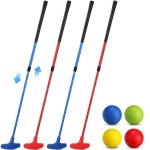 Hiboom 4 Pack Golf Putters for Men and Women Two Way Mini Golf Putter with 4 Golf Balls Adjustable Length Kids Putter Bulk for Right or Left Handed Golfers for Children Teenager Junior (Red, Blue)