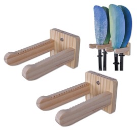 LINGVUM Paddle Rack Holds with Grooves, Paddle Storage Wall Racks for Kayak Paddles/Sup Paddles/Canoe Paddles/Dragon Boat Paddles, Wooden